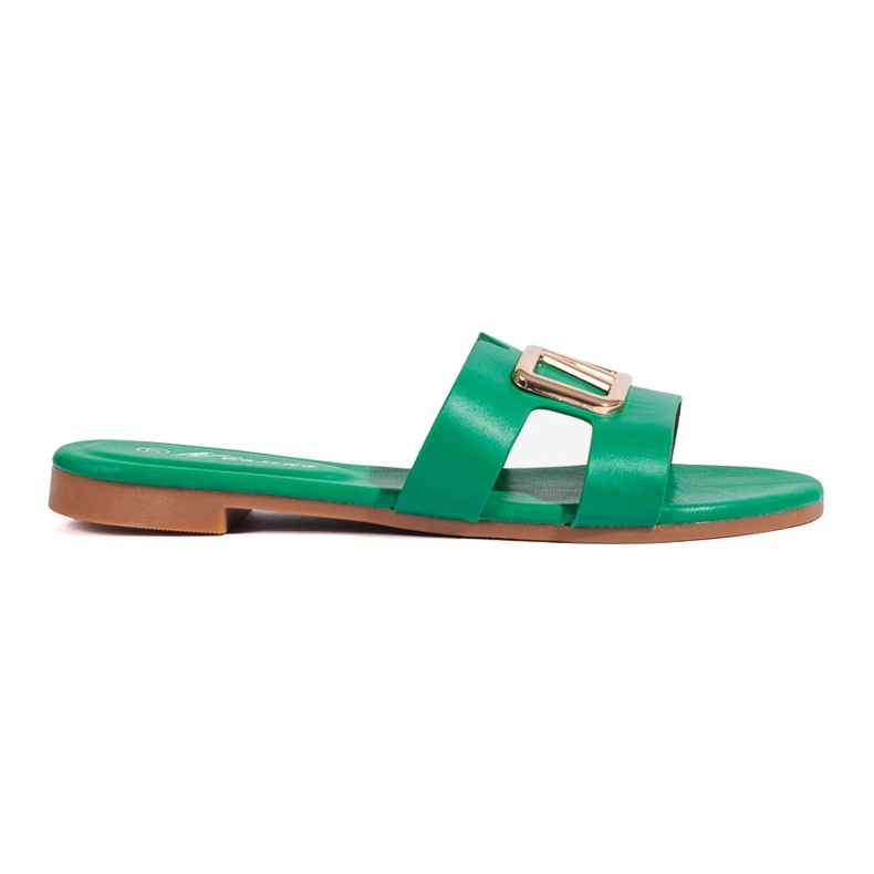 Flat sandals with decoration Shelovet green Flat sandals with decoration Shelovet green