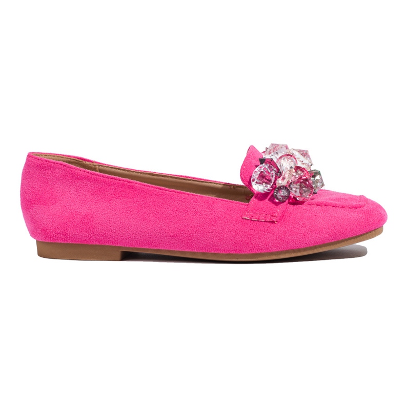 Shelovet pink suede loafers with stones Shelovet pink suede loafers with stones