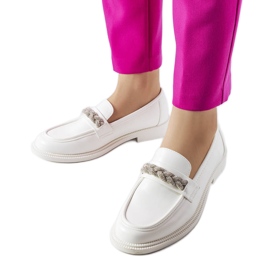 White loafers decorated with Montreal rhinestones