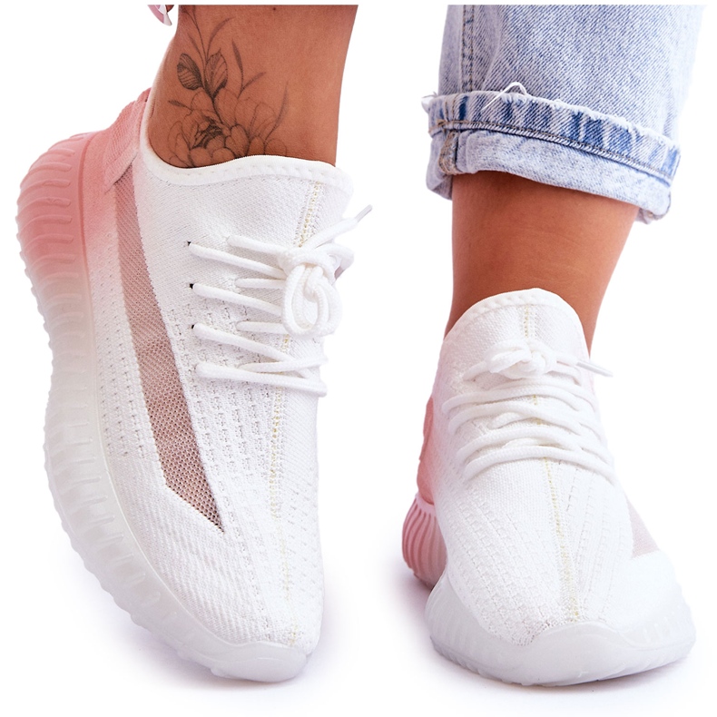 PM1 Ombre White and Pink Boston Slip-On Trainers