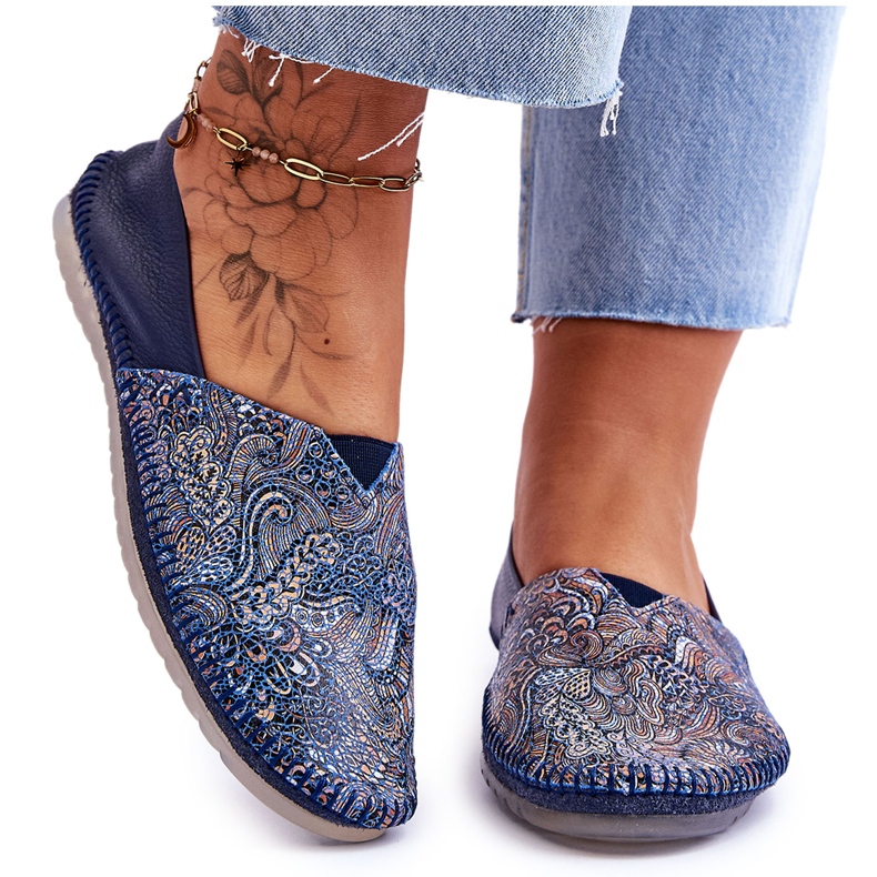 Women's Leather Ballerinas Maciejka 01930-103 Navy Blue Women's Leather Ballerinas Maciejka 01930-103 Navy Blue