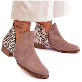 Maciejka Leather Boots With Spots 04091-55 Dark Beige