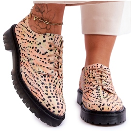 Women's Oxford Leather Shoes Maciejka 04087-18 Orange-Black