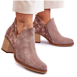 Women's Leather Boots On Heel Maciejka 04492-14 Dark Beige Women's Leather Boots On Heel Maciejka 04492-14 Dark Beige