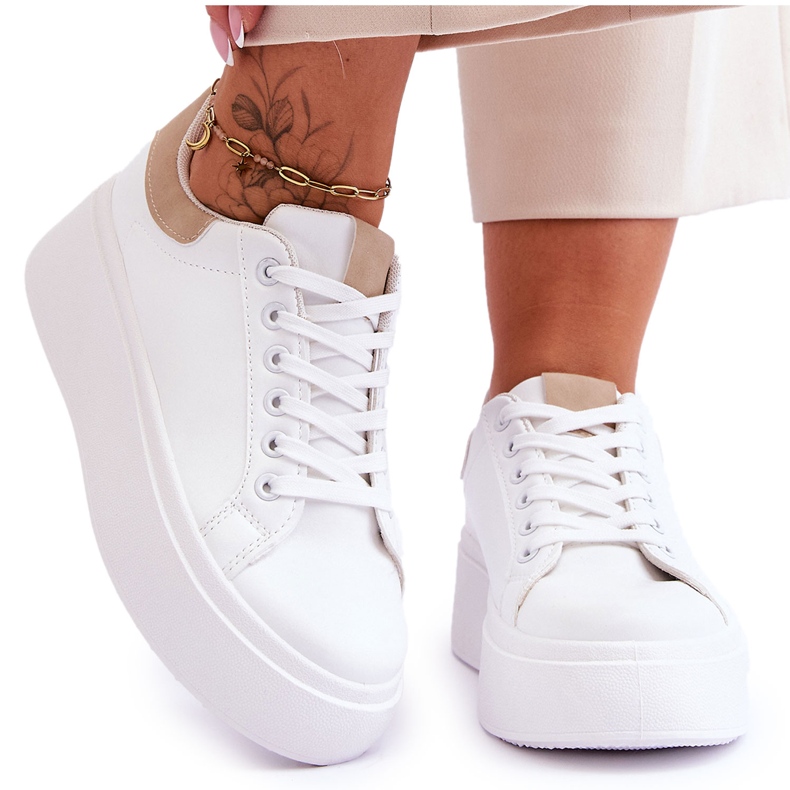 Sports Shoes On A Massive Platform White And Beige Boneti