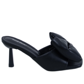 Ellie Black Bow Stiletto Heel Sandals