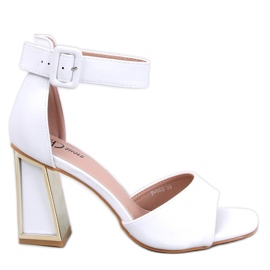 Tamara White geometric heel sandals
