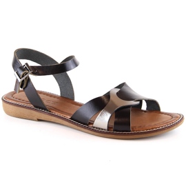 Women's flat black sandals Potocki RS64012