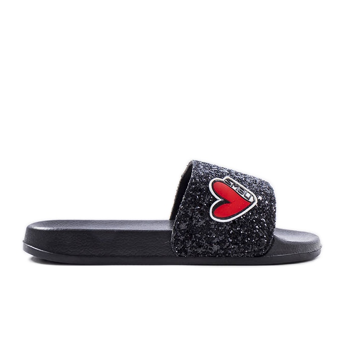 Children's black glitter slippers from Boncoeur Children's black glitter slippers from Boncoeur