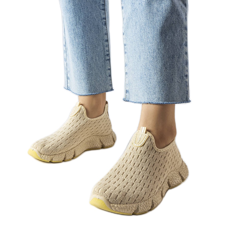 Light beige sports slip-on sneakers from Obenor