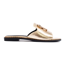 Women's gold embellished Shelovet sliders golden Women's gold embellished Shelovet sliders golden
