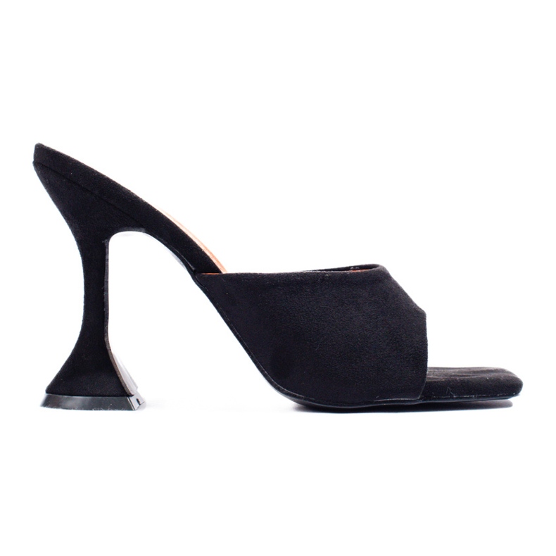Black suede heeled sandals from Shelovet Black suede heeled sandals from Shelovet