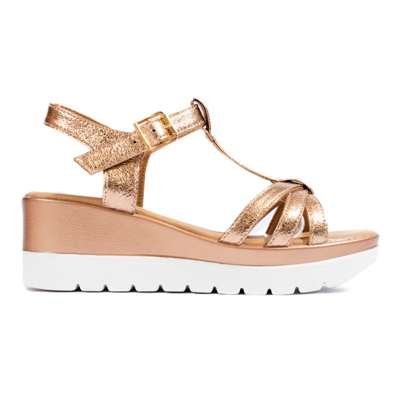 Women's Shelovet gold wedge sandals golden
