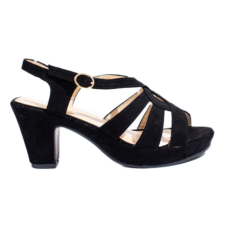 Women's black suede heel sandals from Shelovet