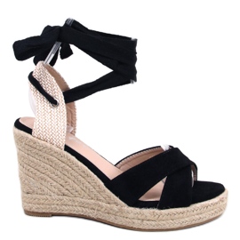 Black Espadrilles on a wedge braided black M319P Black