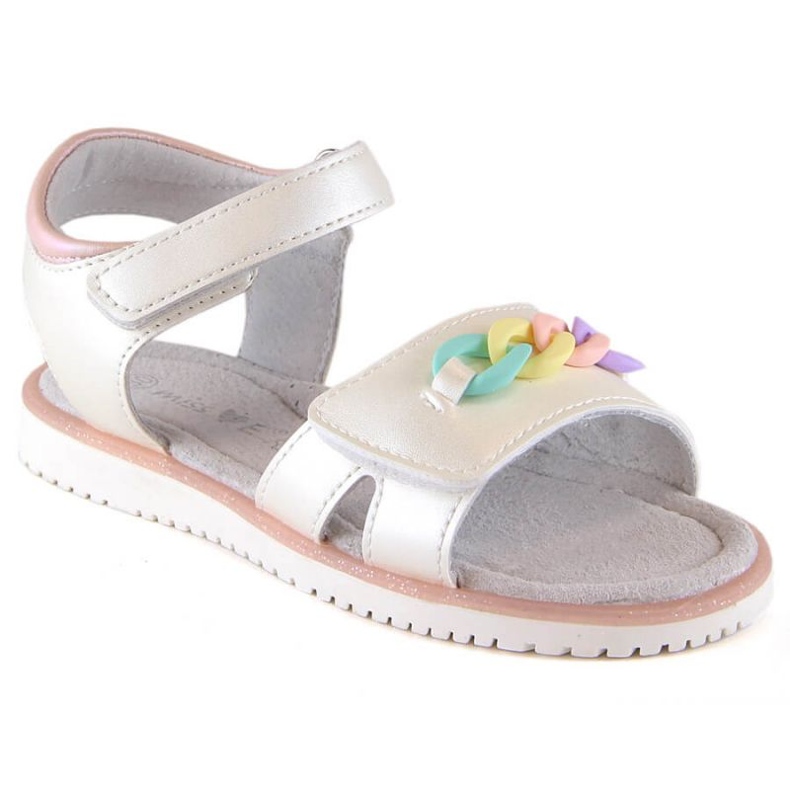Velcro sandals with chain Miss Jr EVE426 beige