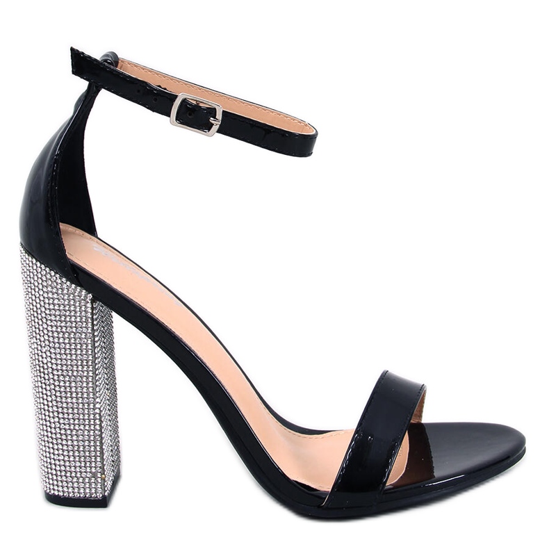 BM Yancey Black crystal heel sandals