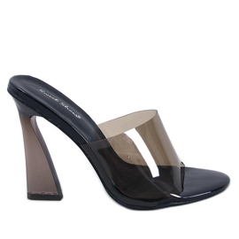 BM Seymour Black transparent heeled slides BM Seymour Black transparent heeled slides