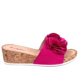 BM Wedge sandals with flowers Peluso Fuchsia pink