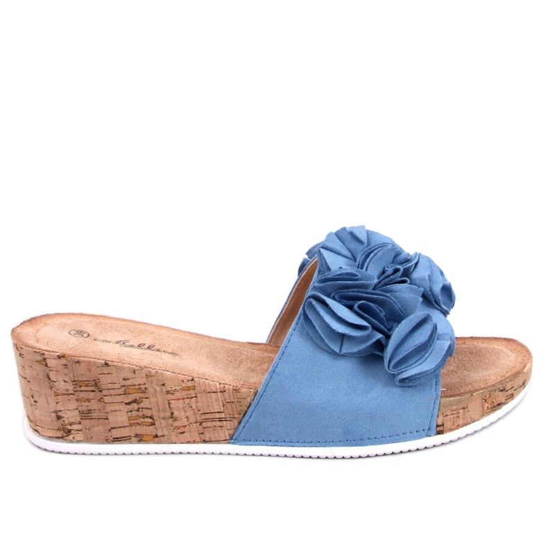 BM Wedge sandals with flowers Peluso Blue