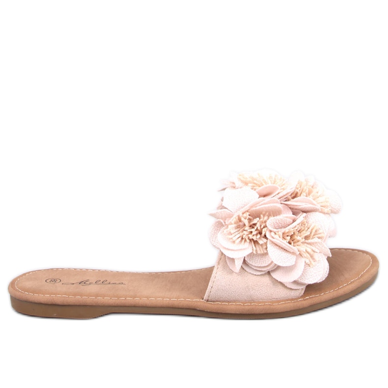 Corey Beige floral slippers