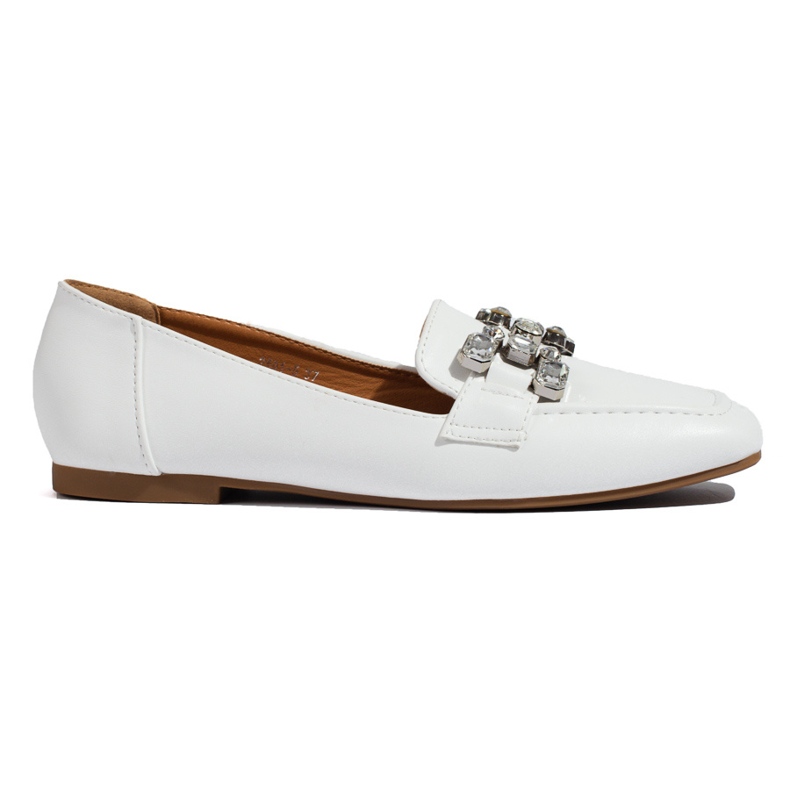 Women's white loafers with Shelovet decoration