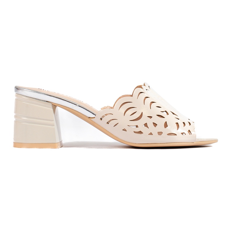 Beige openwork mules on the post from Shelovet