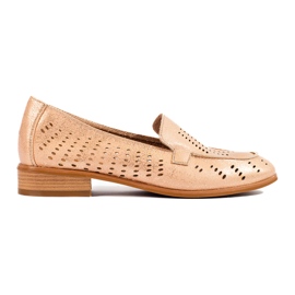 SHELOVET Women's gold openwork shoes Potocki beige