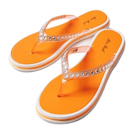 Patrier orange flip flops with rhinestones