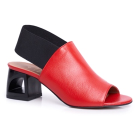 Women's Sandals On A High Heel Laura Messi Leather Red Grehno 1919