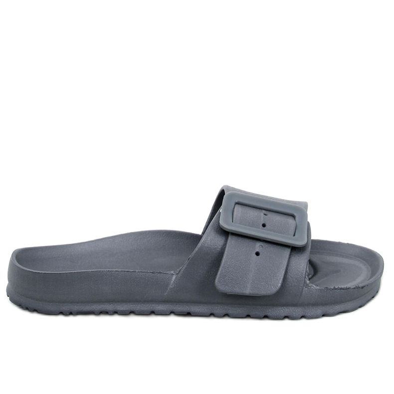 BM Romero Gray rubber slides with a buckle grey