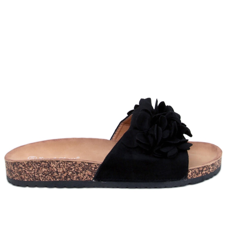 BM Fowley Black Flower Cork Slippers