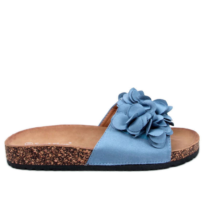 BM Cork slippers with flowers Fowley Blue
