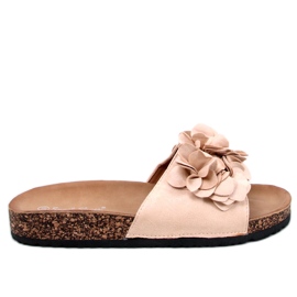 Fowley Beige Flower Cork Slippers
