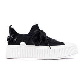 Black openwork platform sneakers from Shelovet