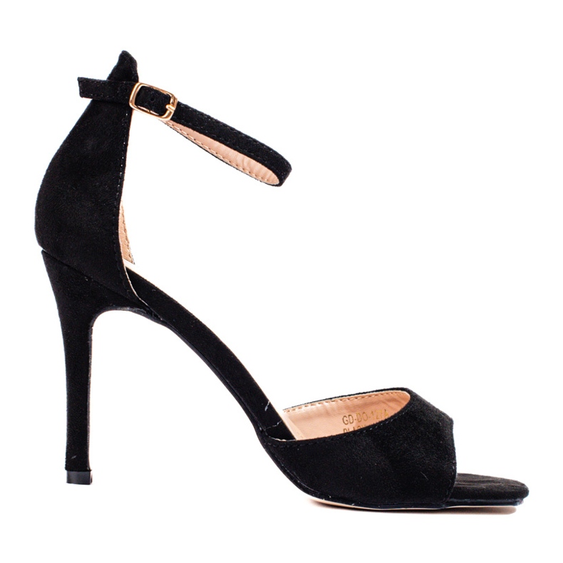 Black suede high heel sandals from Shelovet