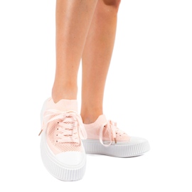 Pink openwork sneakers on the Shelovet platform Pink openwork sneakers on the Shelovet platform