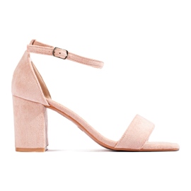 Women's gold suede sandals Shelovet pink