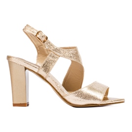 Shelovet Gold Heel Sandals golden