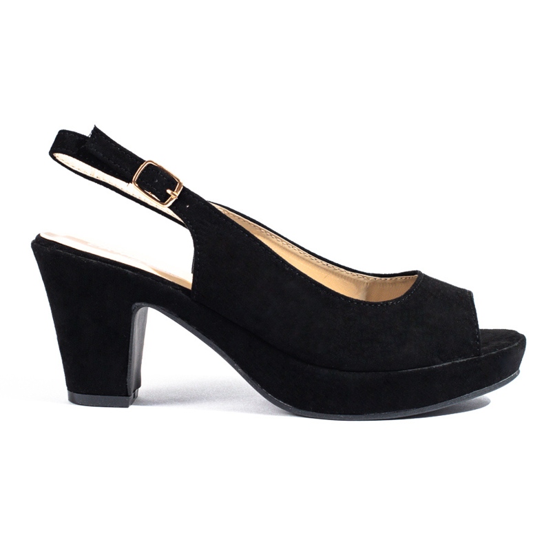 Shelovet black suede sandals with a comfortable heel