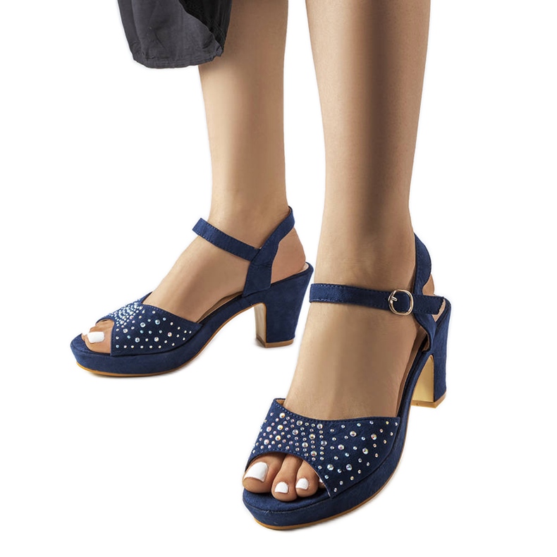 Navy blue high heel sandals from Beltane