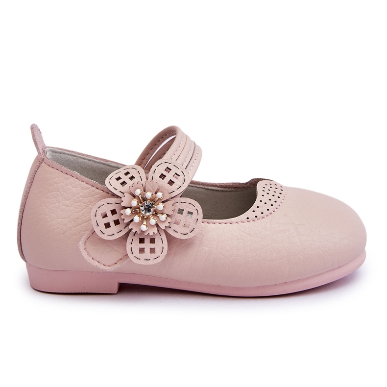 PA1 Children's Leather Ballerinas With Flower Pink Cobi