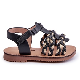 Children's Velcro Sandals With Stripes Black Sammy