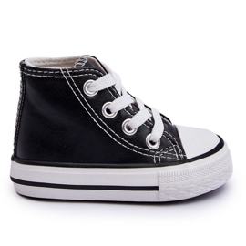 Children's Leather High Sneakers Black And White Marney