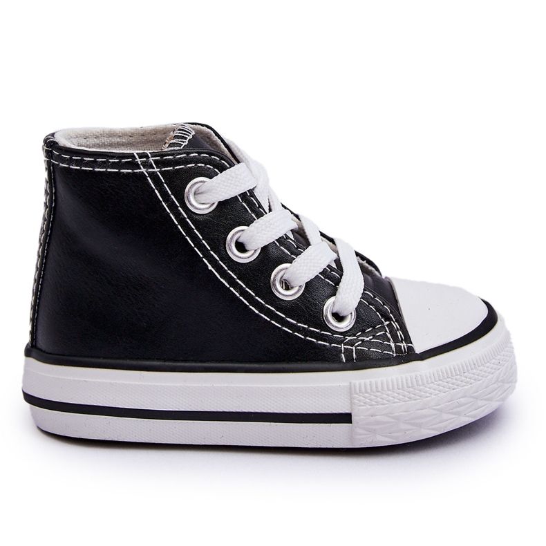 Children's Leather High Sneakers Black And White Marney
