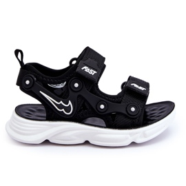 Tobias Boys Velcro Sandals Black And White