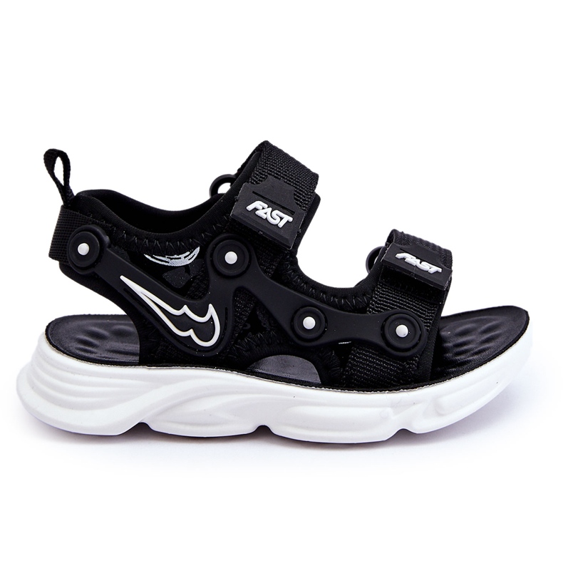 Tobias Boys Velcro Sandals Black And White