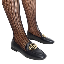 Black loafers with gold embellishment from Bergeron