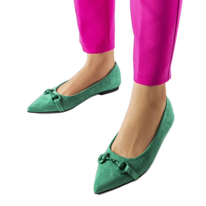 Green pointy toe flats from Aimé
