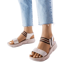 Beige metallic sports sandals from Parsip